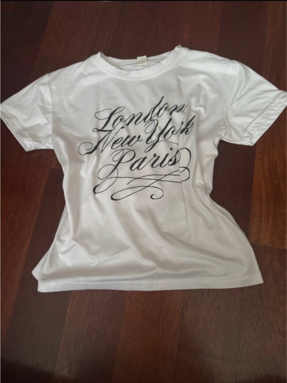 Women's White Script Graphic Tee - Cities Print